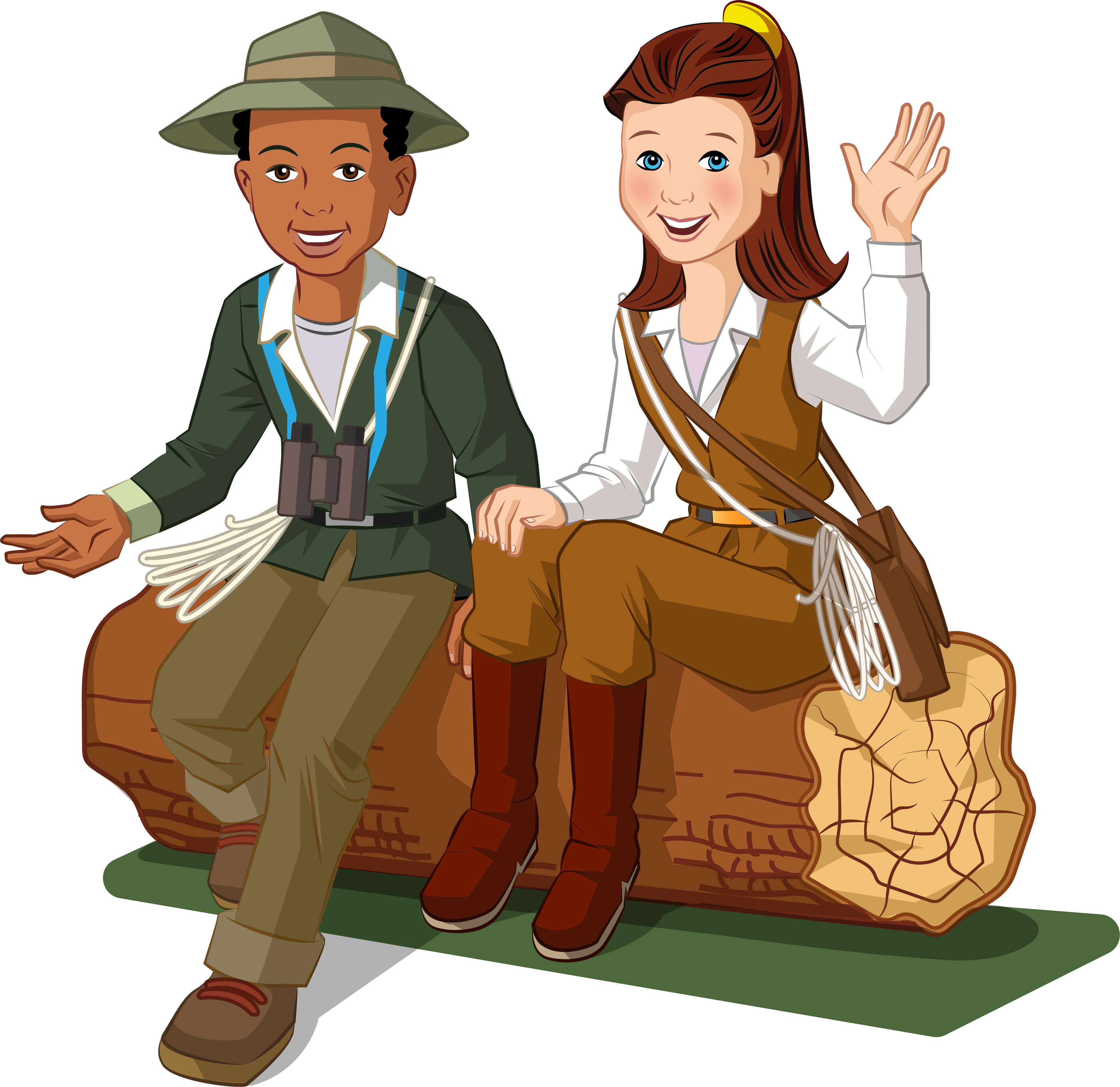 boy and girl sitting on a log